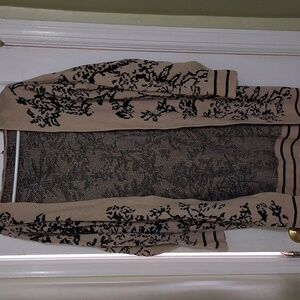 Beige Floral Open-Front Women's Hooded Sweater Cardigan